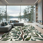 Elegant Sage Green Eucalyptus Leaf Vines Rug