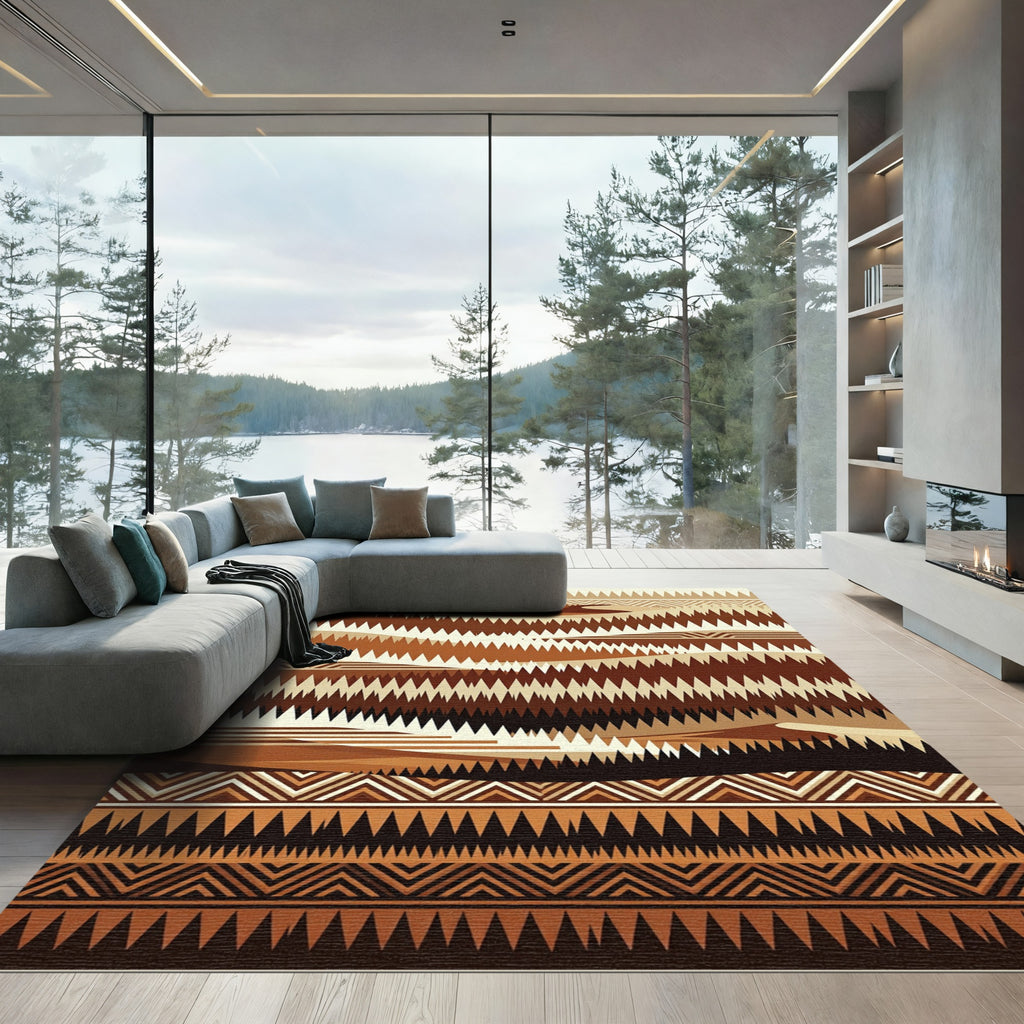 Earth Tones Desert Landscape Peaks Rug