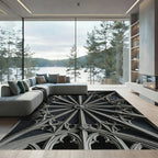 Gothic Charcoal Starburst Cathedral Medallion Rug