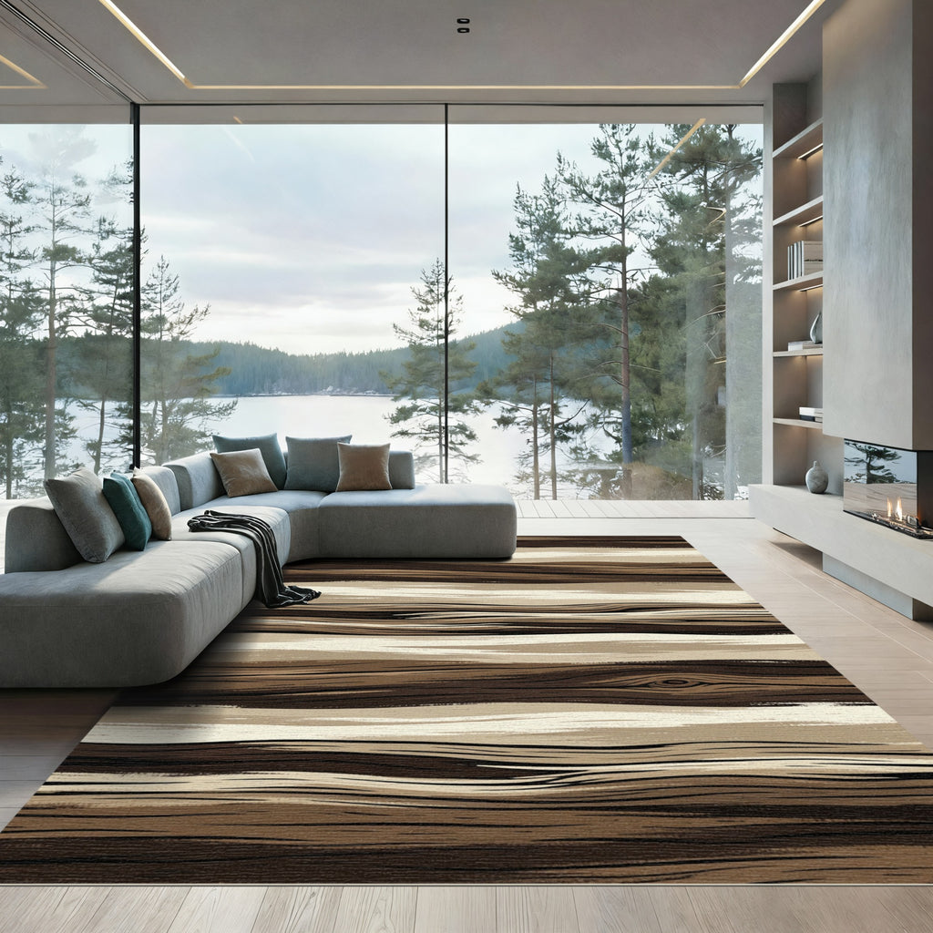 Rustic Earthy Wood Grain Texture Rug
