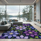 Lush Purple Clematis Botanical Vine Rug