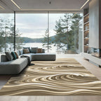 Earthy Tone Abstract Wave Composition Rug
