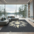 Midnight Gray Celestial Sunburst Floral Rug