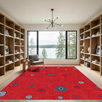 Red Celestial Swirl Star Medallion Rug