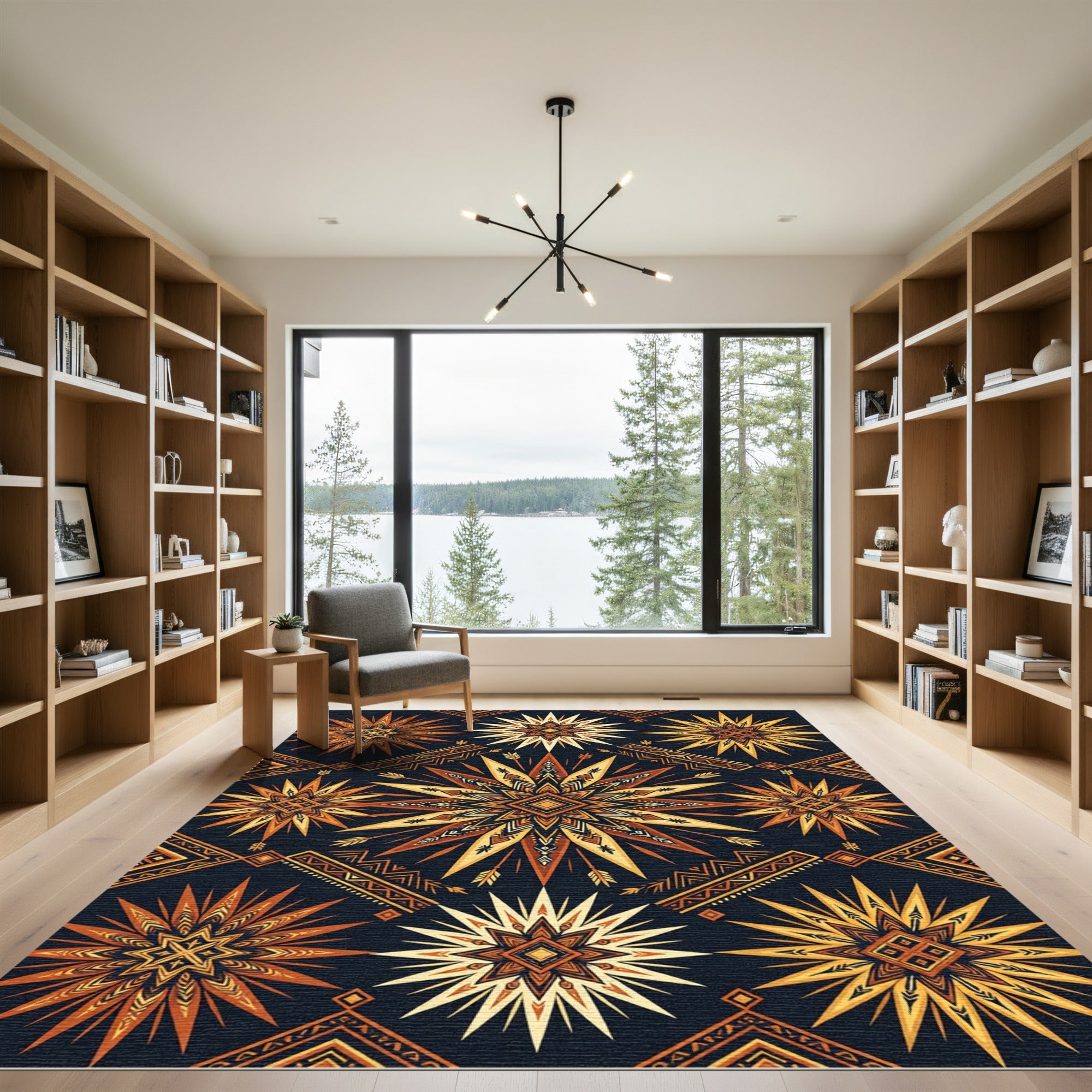 Golden Starburst Geometric Earth Tone Rug