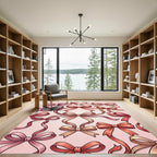 Elegant Blush Ribbon Bow Illustration Rug