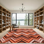 Terracotta Coral Zigzag Chevron Rug
