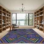 Geometric Multicolored Lattice Diamond Rug