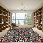 Pink Green Starburst Geometric Rug