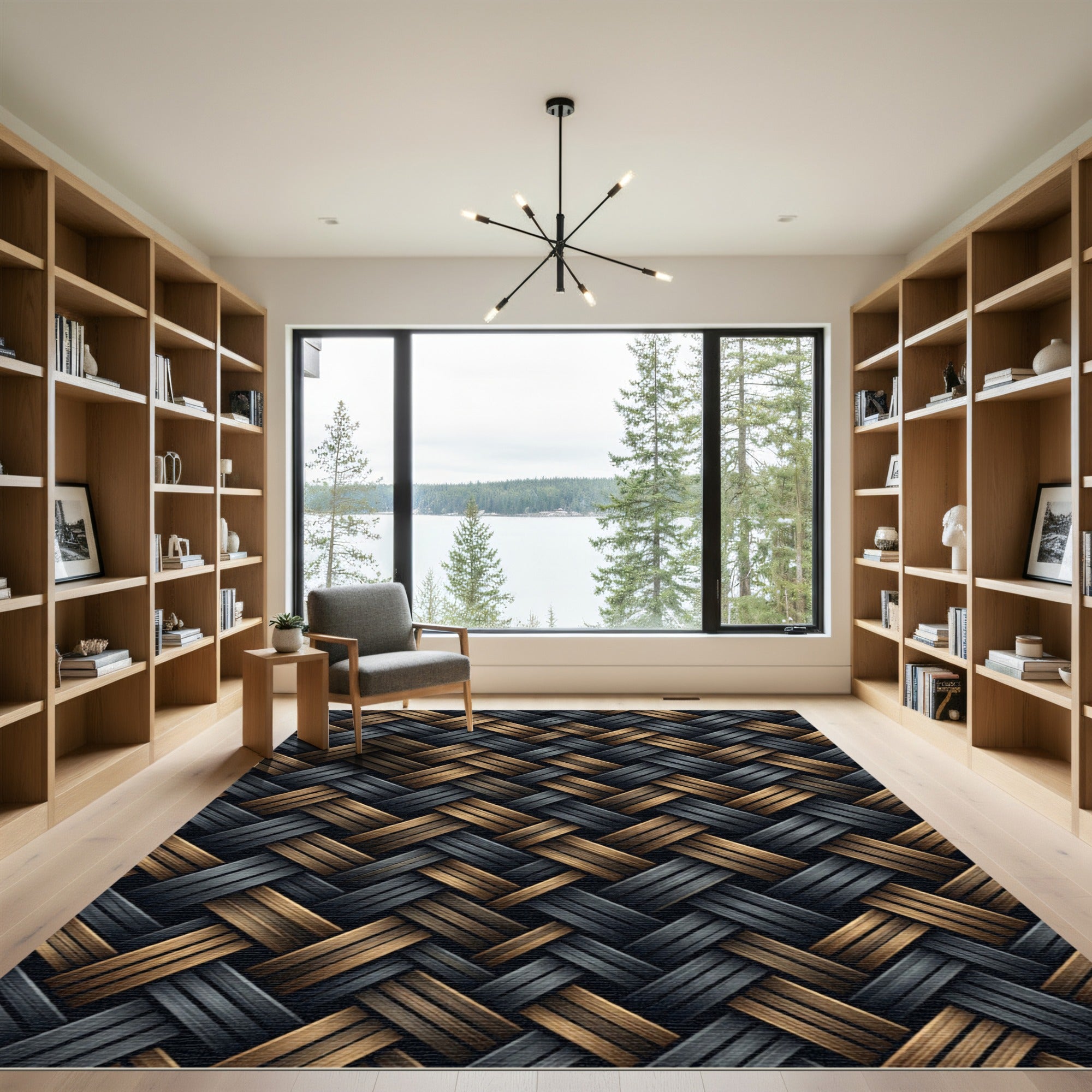 Dark Bronze Woven Herringbone Rug