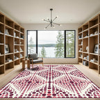 Crimson Dot Cascade Geometric Rug