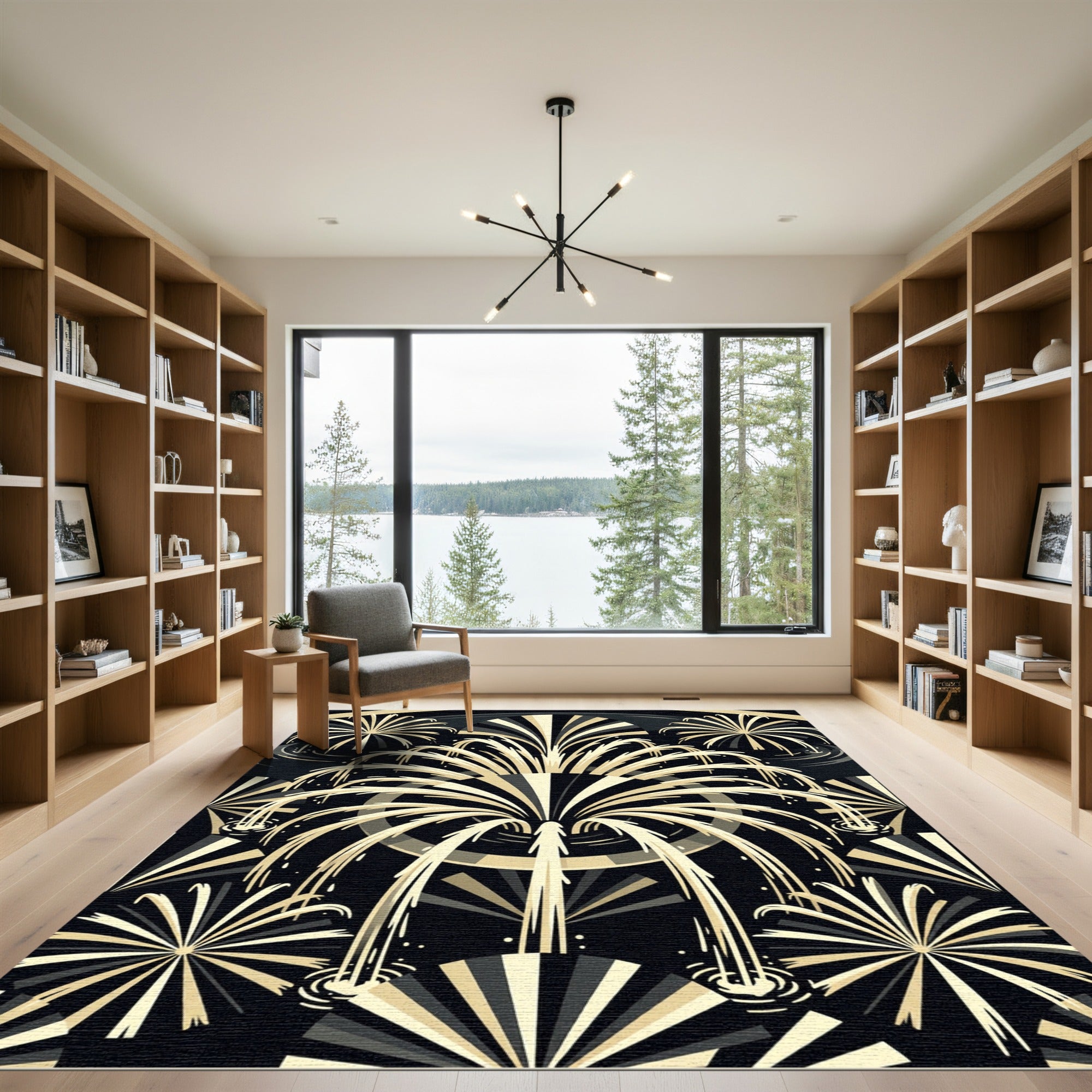 Art Deco Amber Fountain Burst Rug