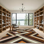 Retro Earthy Zigzag Chevron Stripe Rug