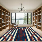 Navy Striped Baseball Stitched Area Rug