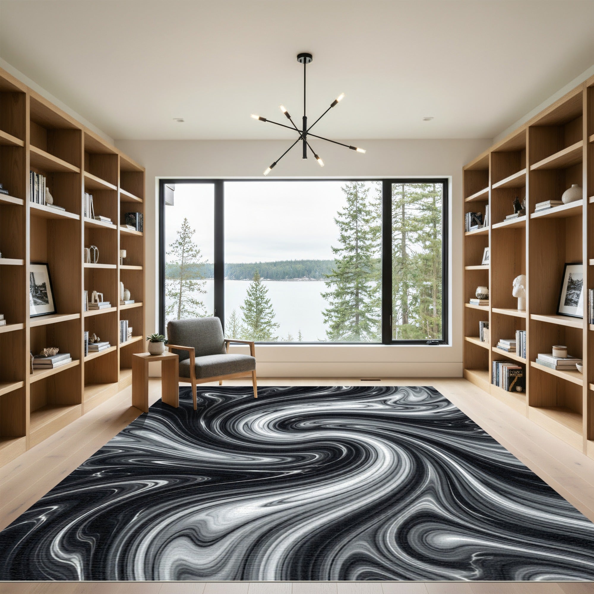Monochromatic Swirl Paint Blend Rug