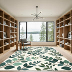 Lush Green Eucalyptus Botanical Foliage Rug