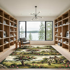 Pastoral Pink Floral Cottage Landscape Rug