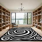 Whirlwind Black White Swirl Rug