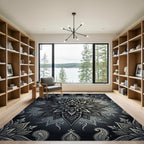 Monochromatic Floral Paisley Mandala Rug