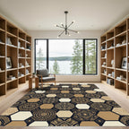 Golden Rustic Hexagon Medallion Rug