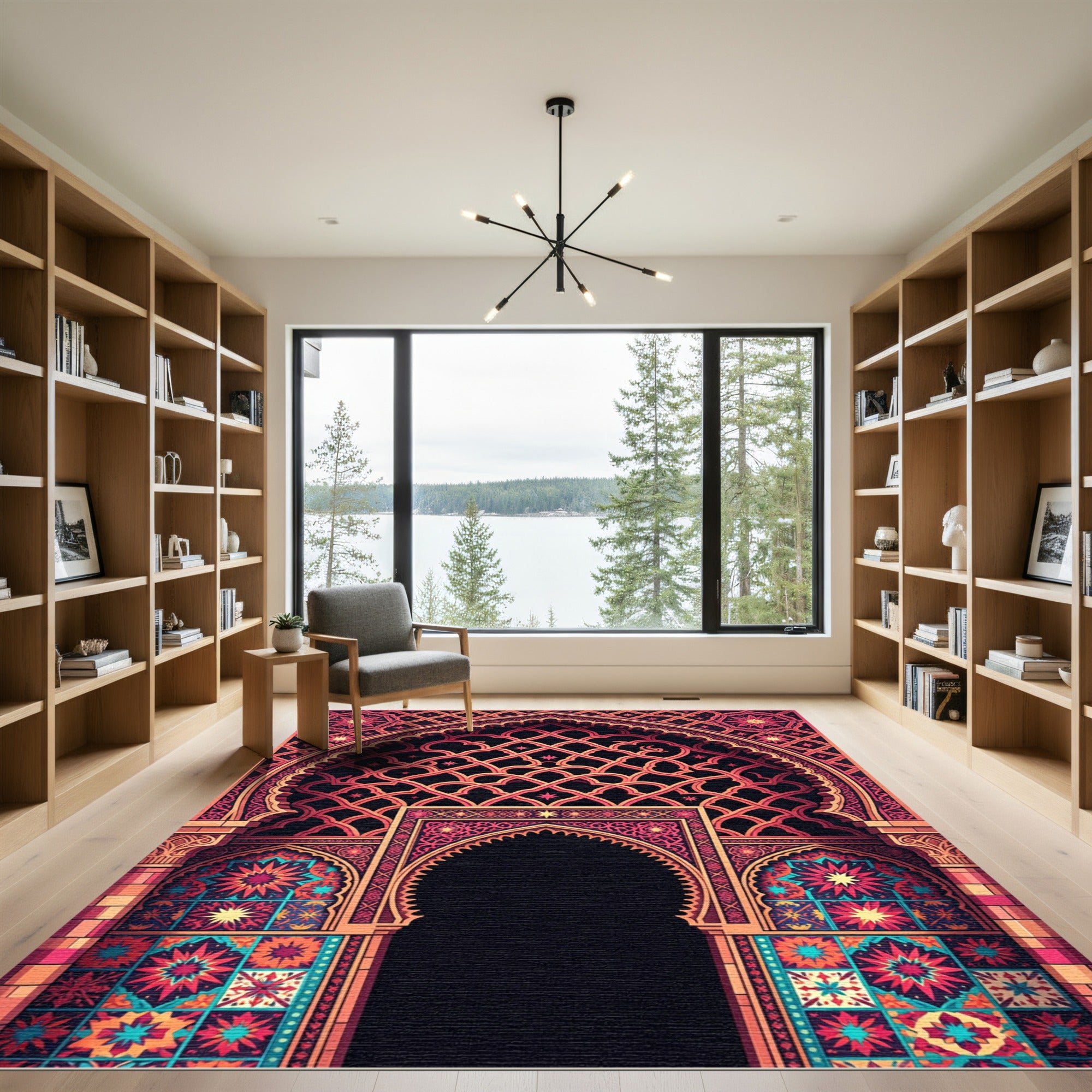 Ornate Red Geometric Archway Rug