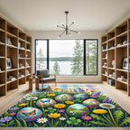 Pastel Plaid Meadow Floral Egg Rug