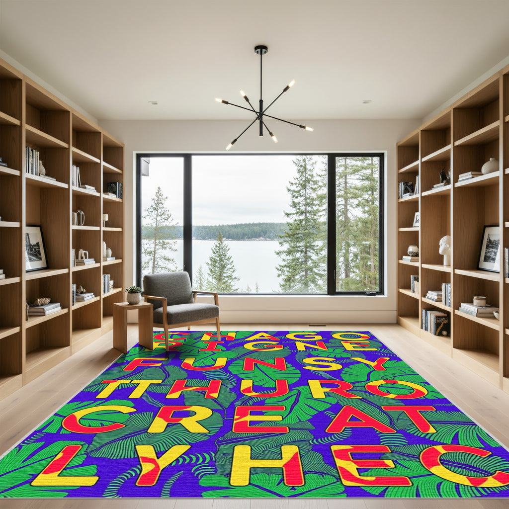 Bold Tropical Leaf Alphabet Rug