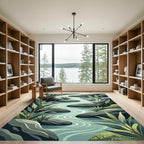 Serene River Stones Foliage Landscape Rug