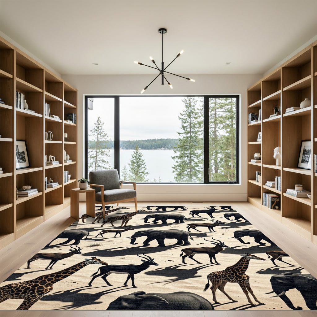 Savanna Wildlife Serengeti Animal Scene Rug