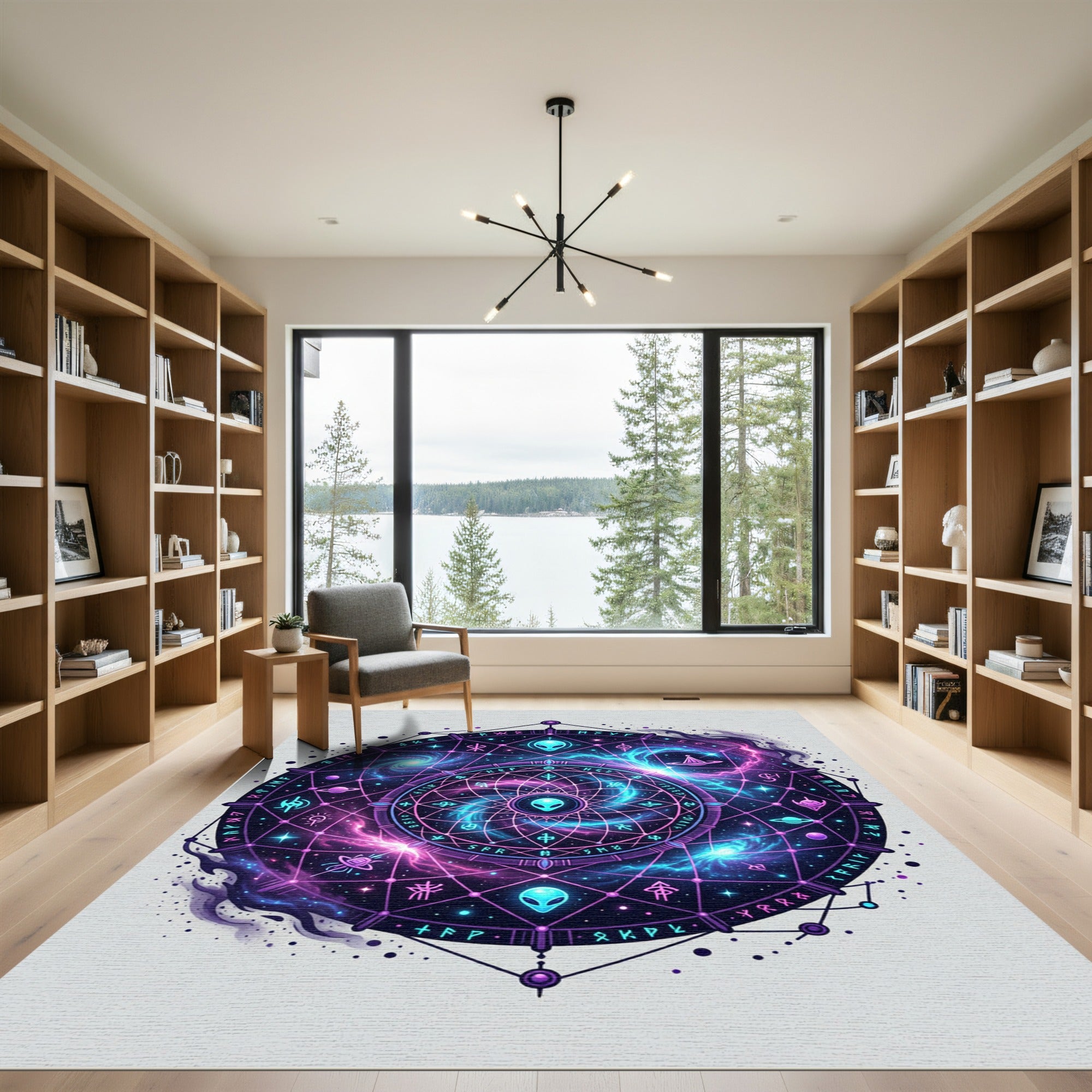 Celestial Alien Galaxy Sacred Geometry Rug
