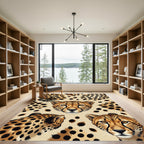 Golden Cheetah Portraits Ochre Animal Spotted Rug