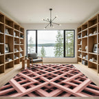 Blush Pink Intersecting Linear Lattice Rug