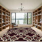 Crimson Quatrefoil Lattice Overlay Rug