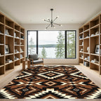 Earthy Brown Geometric Diamond Navajo Rug