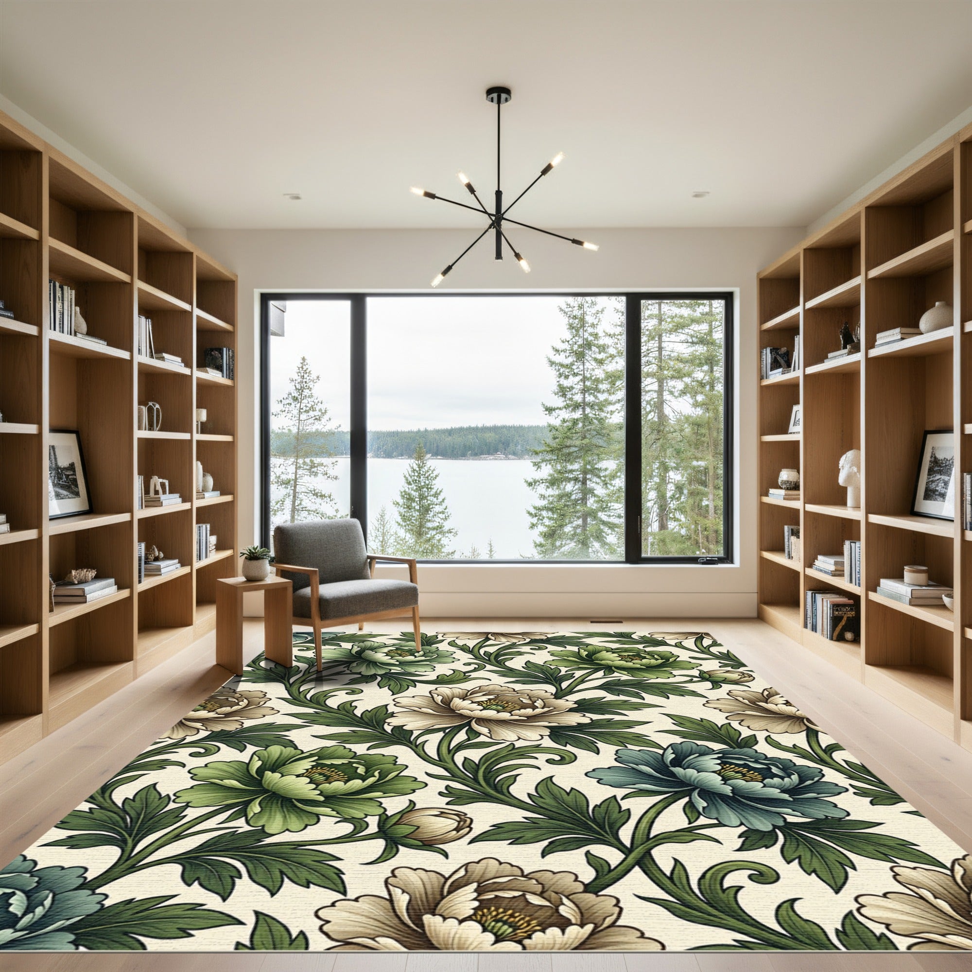 Vintage Botanical Peony Floral Cream Rug
