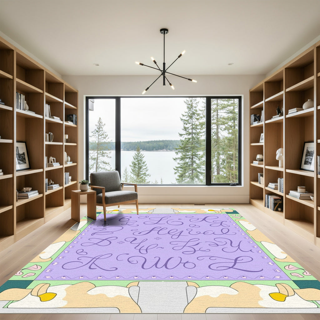 Lilac Script Alphabet Charm Rug