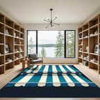 Classic Blue and White Striped Canopy Rug