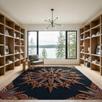 Celestial Gold Blue Starburst Medallion Rug