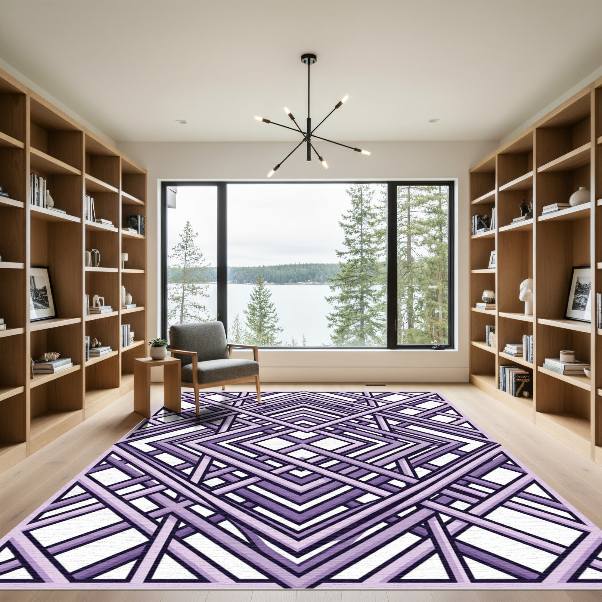 Geometric Lavender Interlocking Diamond Weave Rug