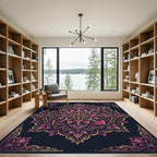 Ornate Plum Gold Floral Mandala Rug