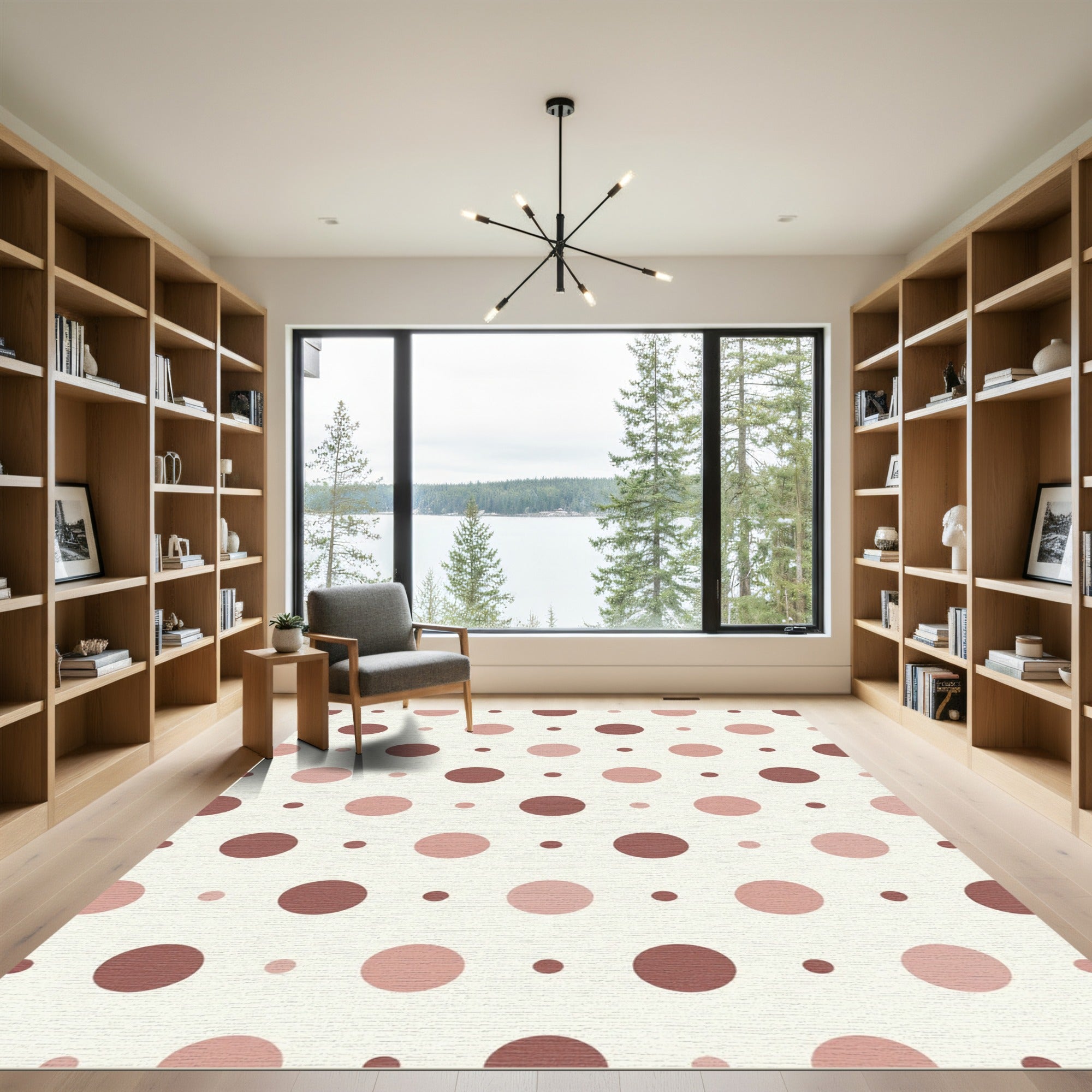 Cream Brown Polka Dot Circle Rug