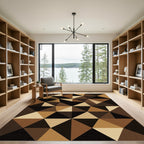 Modern Brown Tonal Geometric Triangle Area Rug