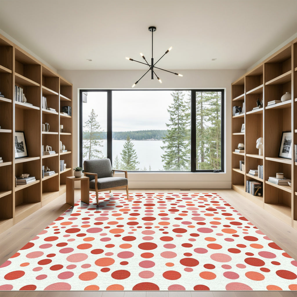 Red Pink Orange Polka Dot Scatter Rug