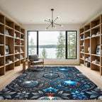 Blue Pomegranate Floral Damask Rug