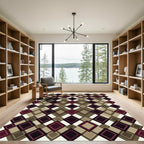 Geometric Argyle Burgundy and Brown Rug