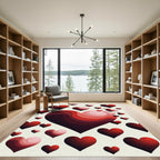 Layered Crimson Heart Abstract Rug