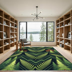 Forest Cabin Fern Geometric Landscape Rug