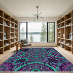 Gothic Neon Purple Spider Mandala Rug