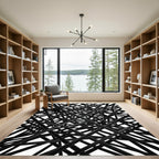 Monochromatic Abstract Intertwined Lines Rug