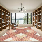 Coral Red Intersecting Diagonal Weave Rug